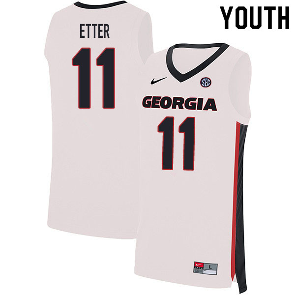 2020 Youth #11 Jaxon Etter Georgia Bulldogs College Basketball Jerseys Sale-White - Click Image to Close